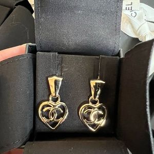 Chanel brand new gold heart earrings